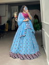 Blue Colour Georgette With Sequins And Embroidery With Mirror Work Lehenga With Blouse Dupatta Wholesale Online Lnb1733
